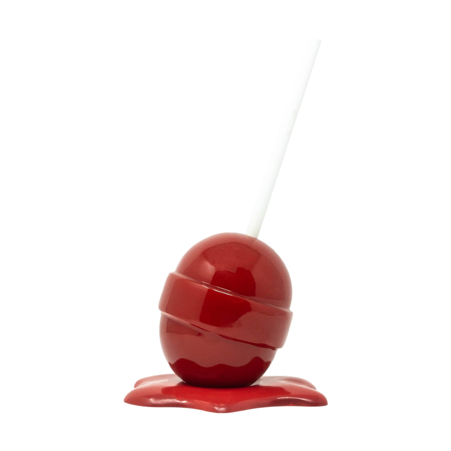 LARGE CHERRY BOMB RED MELTING BLOW POP RESIN SCULPTURE