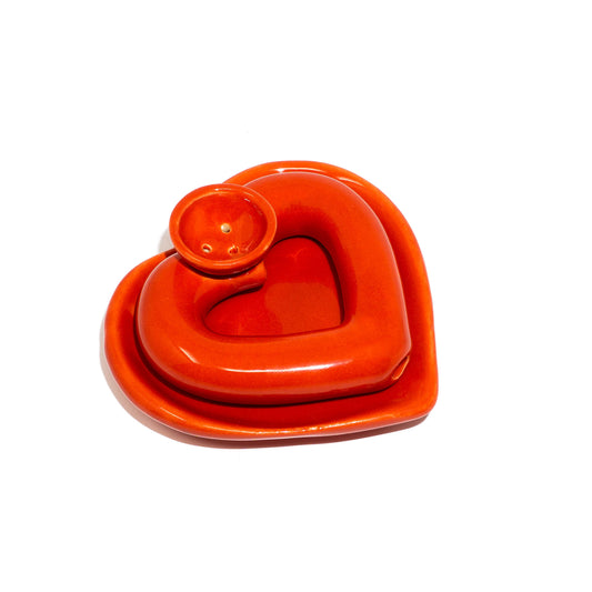 RED BURNING UP 4 UR LOVE HEART TOBACCO PIPE