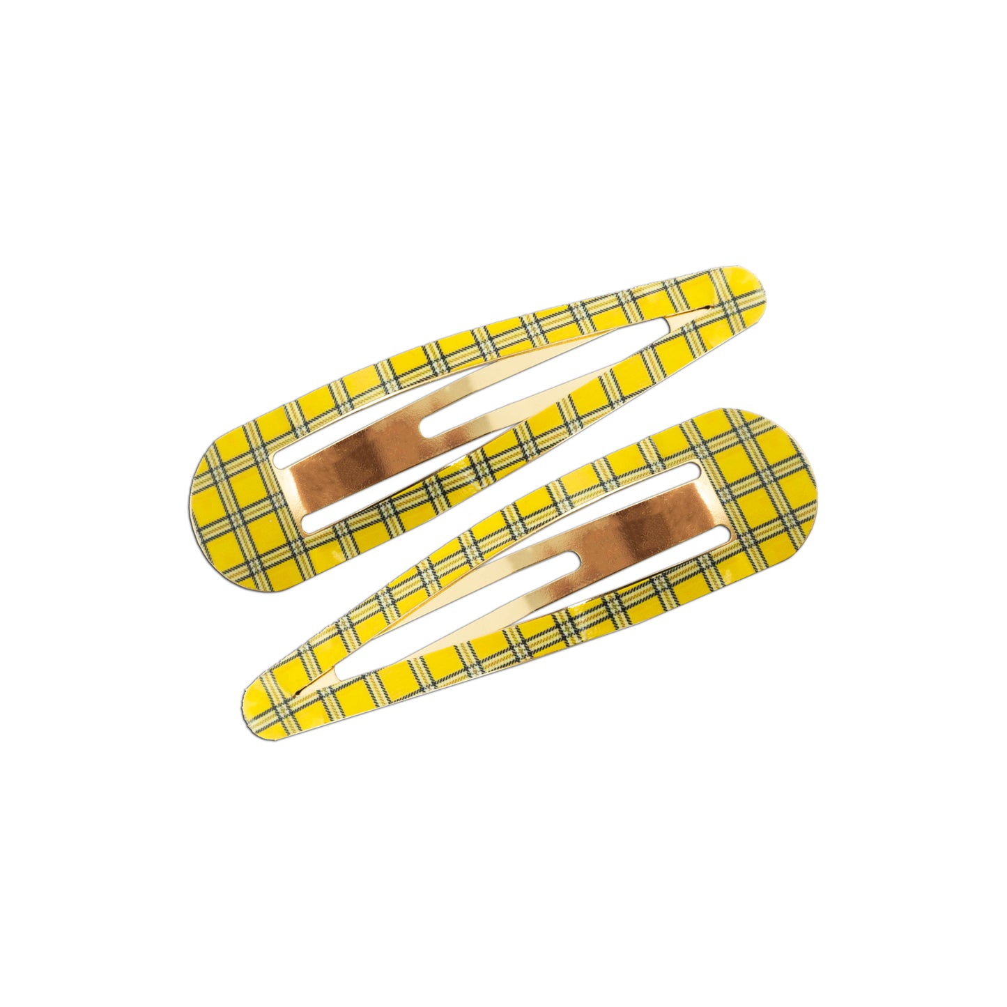XL Metal Yellow Tartan Snap Clips (2pc Set)