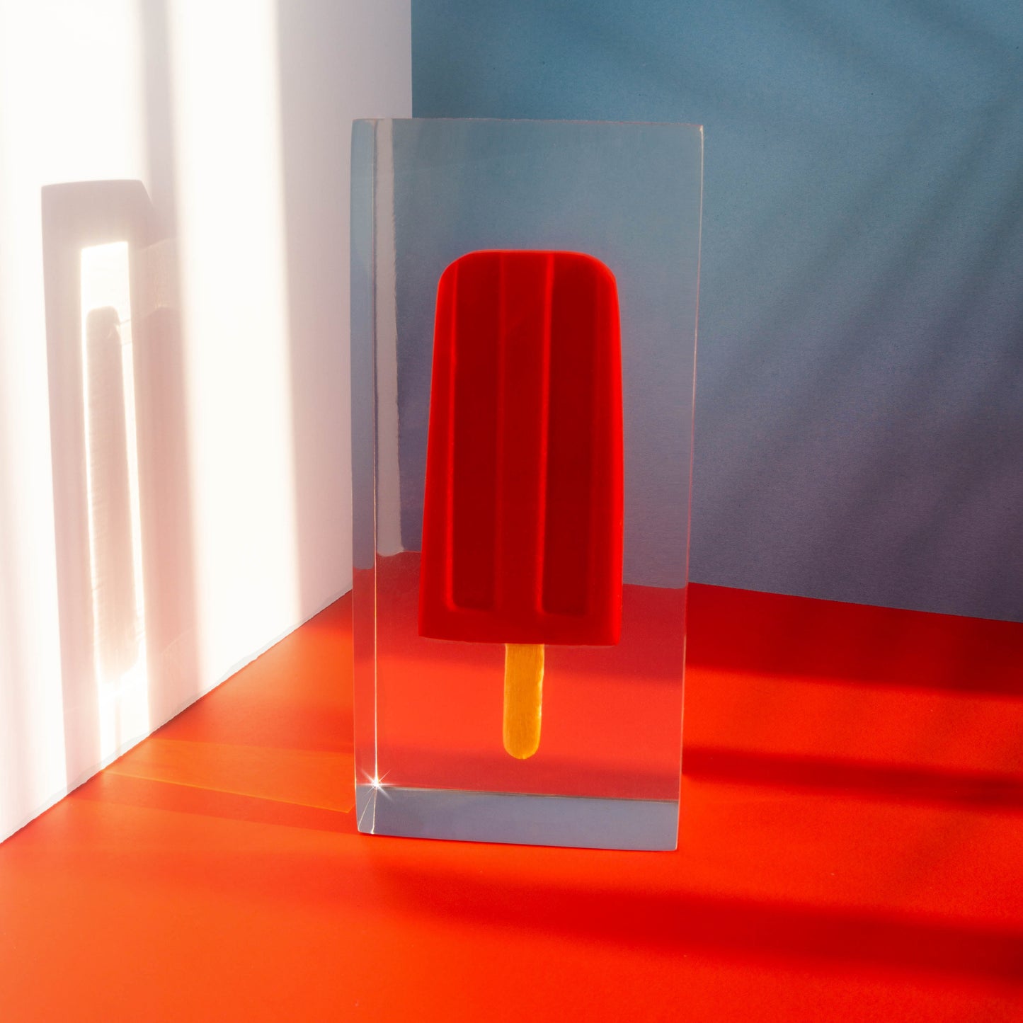 CHERRY BOMB RED FLOATING POPSICLE RESIN SCULPTURE